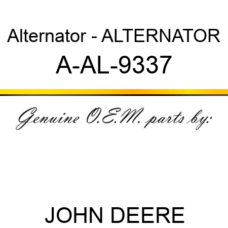 Alternator - ALTERNATOR A-AL-9337