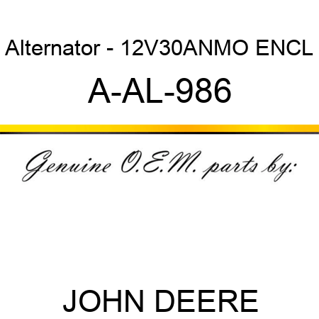 Alternator - 12V,30A,N,MO, ENCL A-AL-986