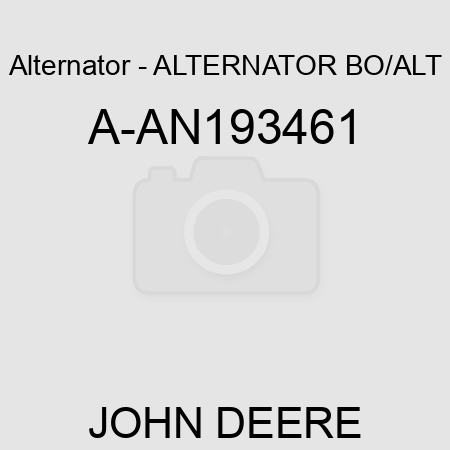 Alternator - ALTERNATOR, BO/ALT A-AN193461