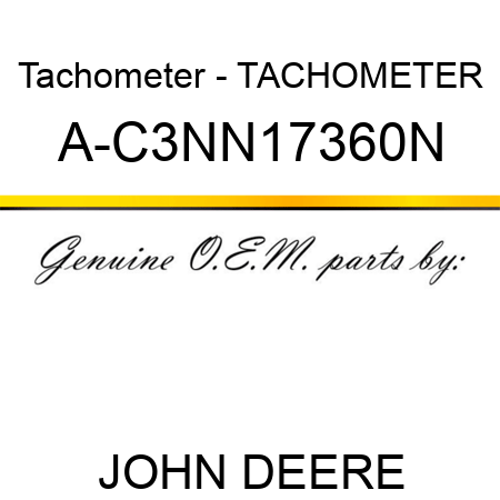 Tachometer - TACHOMETER A-C3NN17360N