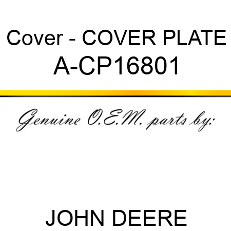 Cover - COVER PLATE A-CP16801
