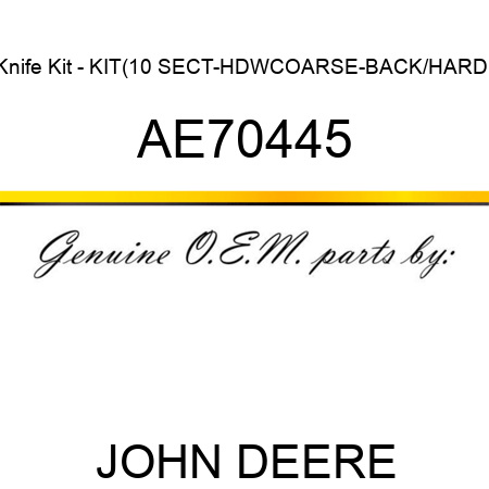 Knife Kit - KIT(10 SECT-HDW,COARSE-BACK/HARD) AE70445