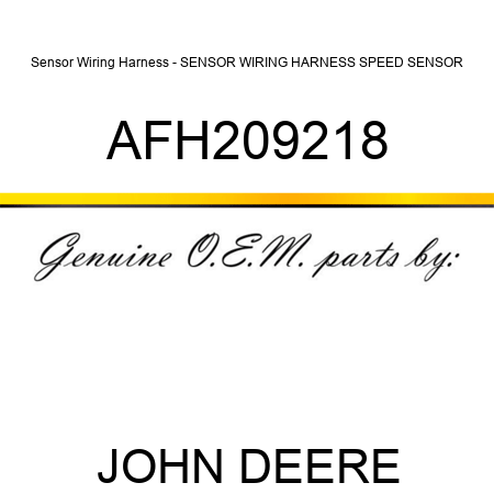 Sensor Wiring Harness - SENSOR WIRING HARNESS, SPEED SENSOR AFH209218