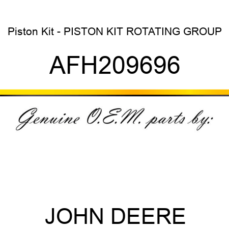 Piston Kit - PISTON KIT, ROTATING GROUP AFH209696