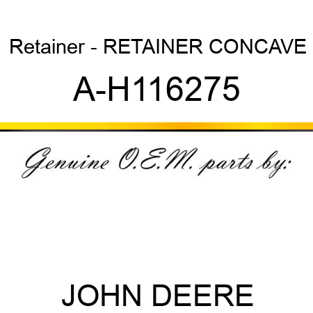 Retainer - RETAINER, CONCAVE A-H116275