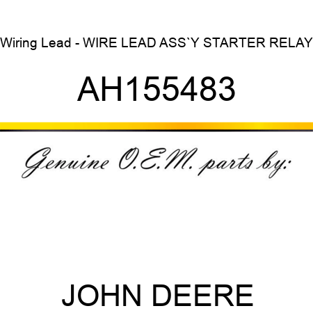 Wiring Lead - WIRE LEAD ASS`Y, STARTER RELAY AH155483
