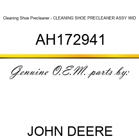 Cleaning Shoe Precleaner - CLEANING SHOE PRECLEANER, ASSY, WID AH172941