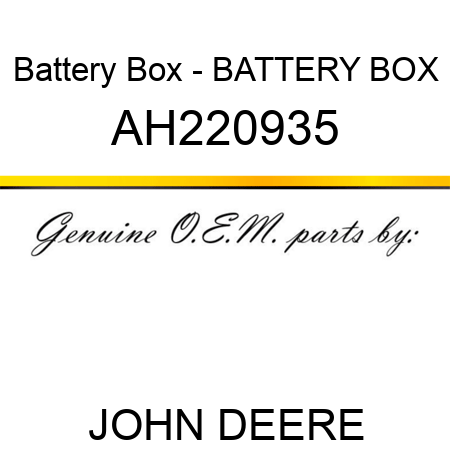 Battery Box - BATTERY BOX AH220935