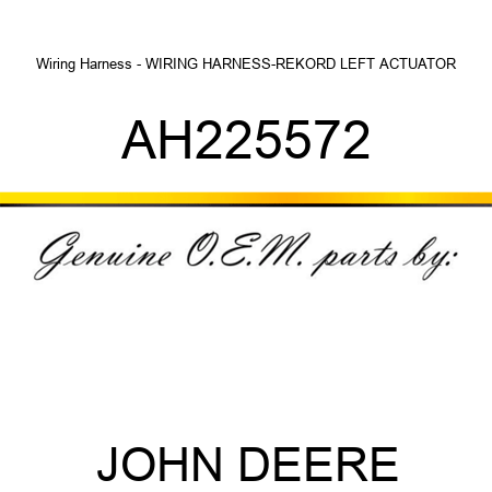 Wiring Harness - WIRING HARNESS-REKORD LEFT ACTUATOR AH225572