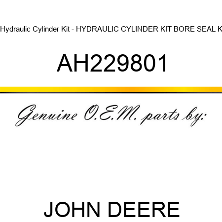 Hydraulic Cylinder Kit - HYDRAULIC CYLINDER KIT, BORE SEAL K AH229801