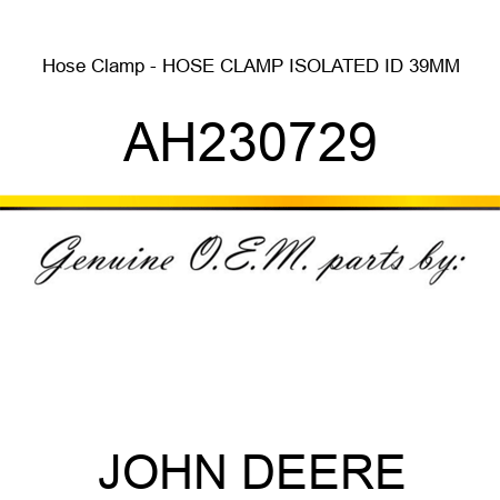 Hose Clamp - HOSE CLAMP, ISOLATED ID 39MM AH230729