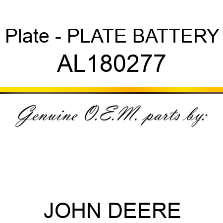 Plate - PLATE, BATTERY AL180277
