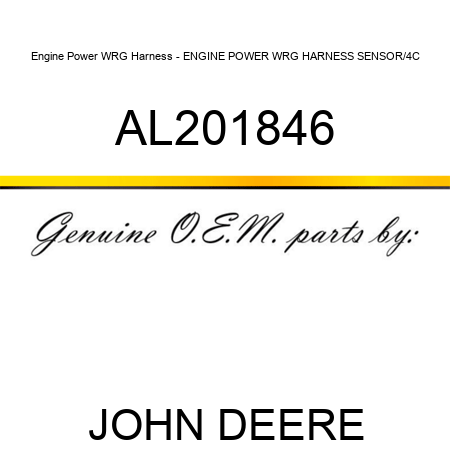 Engine Power WRG Harness - ENGINE POWER WRG HARNESS, SENSOR/4C AL201846