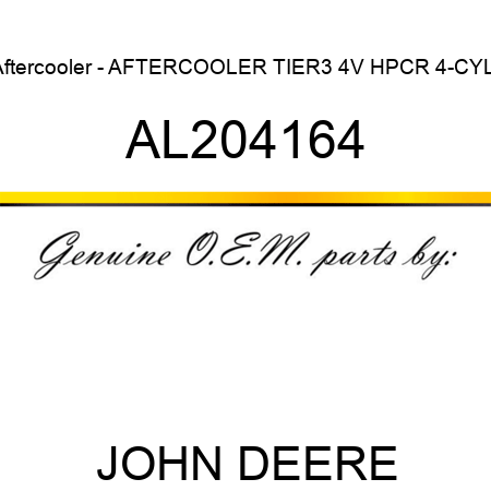 Aftercooler - AFTERCOOLER, TIER3, 4V HPCR, 4-CYL. AL204164