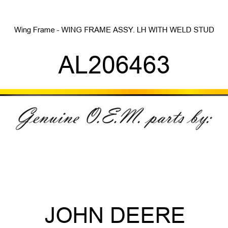 Wing Frame - WING FRAME, ASSY. LH WITH WELD STUD AL206463