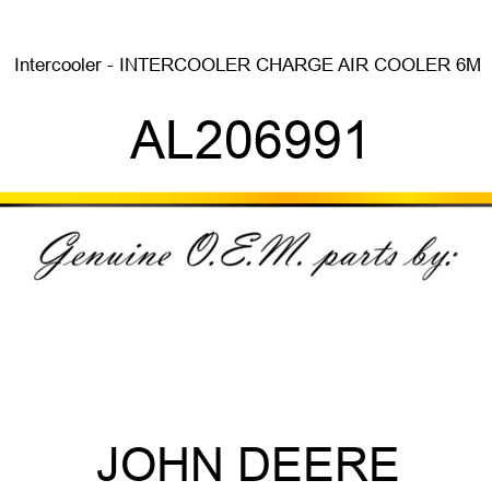 Intercooler - INTERCOOLER, CHARGE AIR COOLER 6M, AL206991
