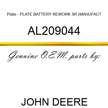 Plate - PLATE, BATTERY, REWORK 5R (MANUFACT AL209044