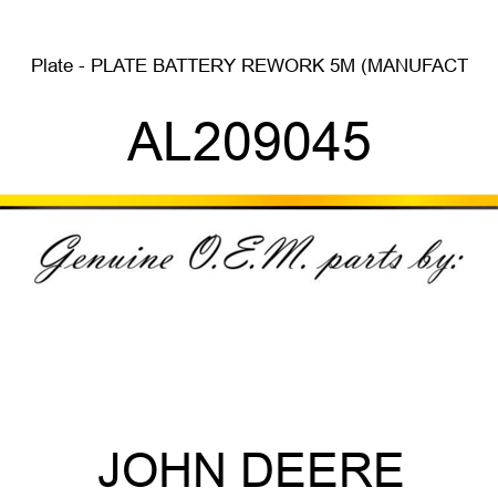 Plate - PLATE, BATTERY, REWORK 5M (MANUFACT AL209045