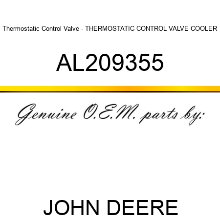 Thermostatic Control Valve - THERMOSTATIC CONTROL VALVE, COOLER AL209355