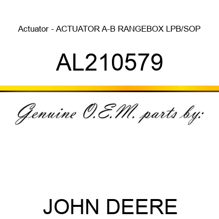 Actuator - ACTUATOR, A-B RANGEBOX, LPB/SOP AL210579
