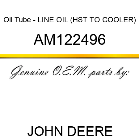 Oil Tube - LINE, OIL (HST TO COOLER) AM122496