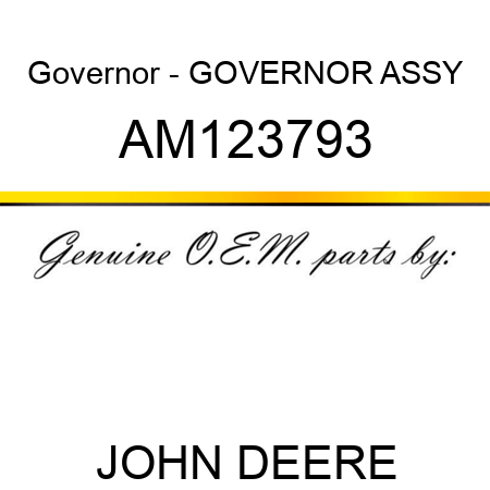 Governor - GOVERNOR, ASSY AM123793