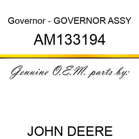 Governor - GOVERNOR ASSY AM133194