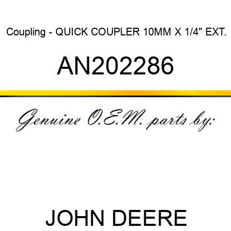 Coupling - QUICK COUPLER 10MM X 1/4