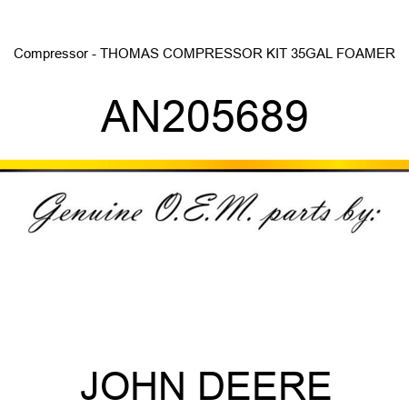 Compressor - THOMAS COMPRESSOR KIT 35GAL FOAMER AN205689