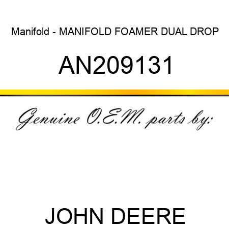 Manifold - MANIFOLD, FOAMER DUAL DROP AN209131