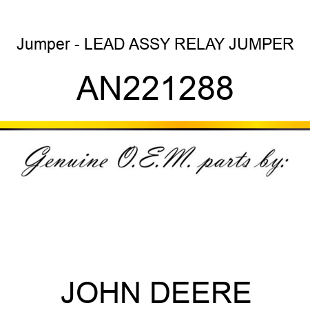 Jumper - LEAD ASSY, RELAY JUMPER AN221288
