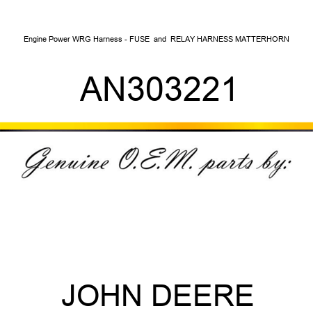 Engine Power WRG Harness - FUSE & RELAY HARNESS, MATTERHORN AN303221