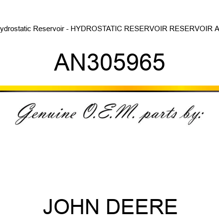 Hydrostatic Reservoir - HYDROSTATIC RESERVOIR, RESERVOIR AS AN305965