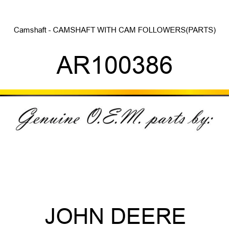 Camshaft - CAMSHAFT WITH CAM FOLLOWERS(PARTS) AR100386