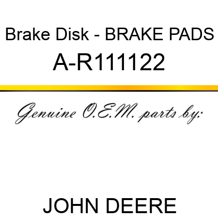 Brake Disk - BRAKE PADS A-R111122
