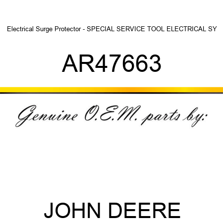 Electrical Surge Protector - SPECIAL SERVICE TOOL, ELECTRICAL SY AR47663