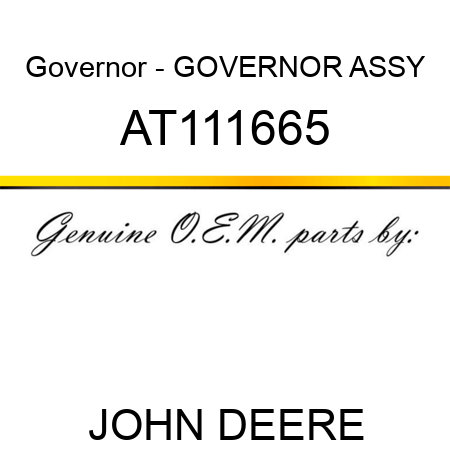 Governor - GOVERNOR ASSY AT111665