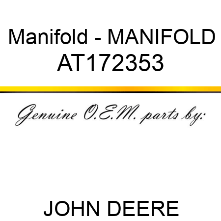 Manifold - MANIFOLD AT172353