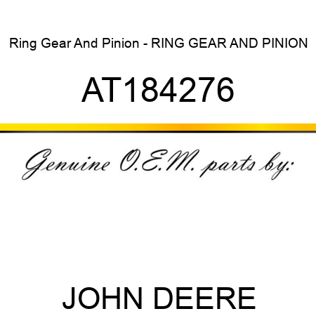 Ring Gear And Pinion - RING GEAR AND PINION AT184276