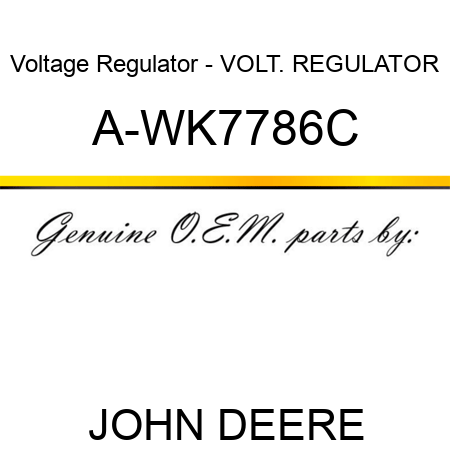 Voltage Regulator - VOLT. REGULATOR A-WK7786C