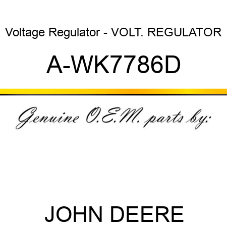 Voltage Regulator - VOLT. REGULATOR A-WK7786D
