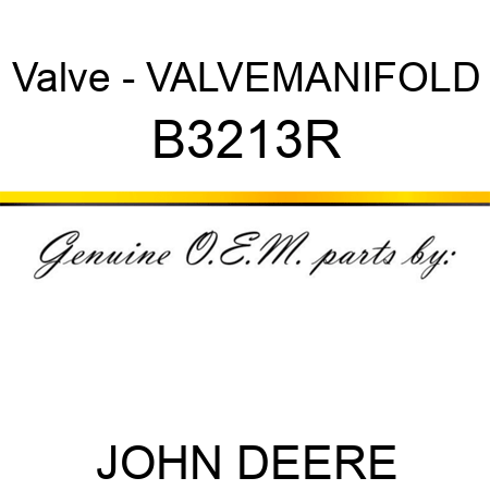 Valve - VALVE,MANIFOLD B3213R