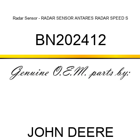 Radar Sensor - RADAR SENSOR, ANTARES RADAR SPEED S BN202412