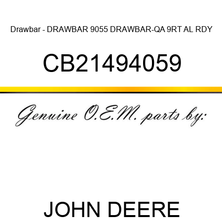 Drawbar - DRAWBAR, 9055 DRAWBAR-QA 9RT AL RDY CB21494059