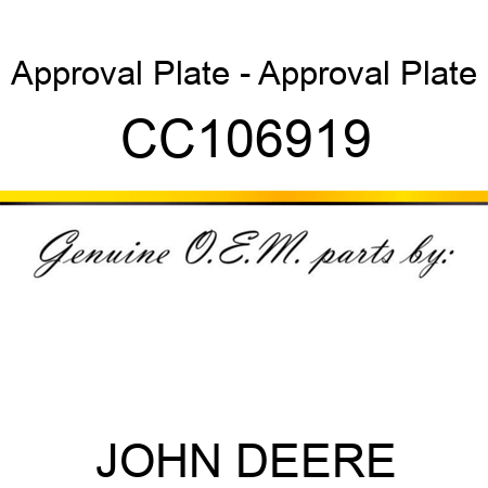 Approval Plate - Approval Plate CC106919