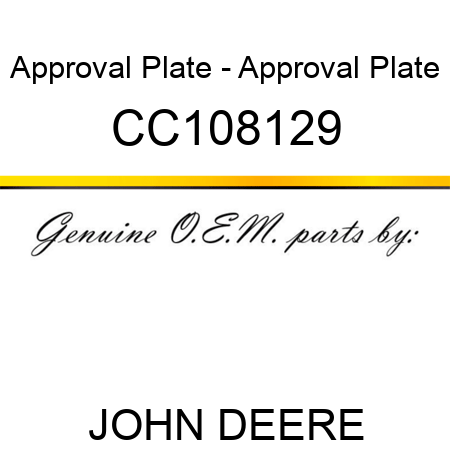 Approval Plate - Approval Plate CC108129