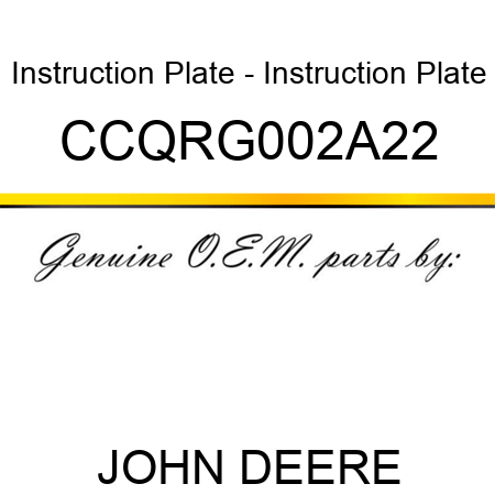 Instruction Plate - Instruction Plate CCQRG002A22