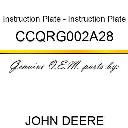 Instruction Plate - Instruction Plate CCQRG002A28