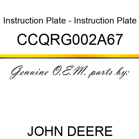 Instruction Plate - Instruction Plate CCQRG002A67