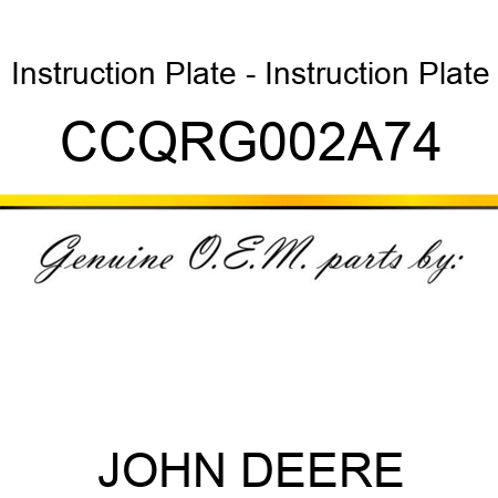 Instruction Plate - Instruction Plate CCQRG002A74
